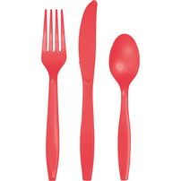 Coral Plastic Flatware