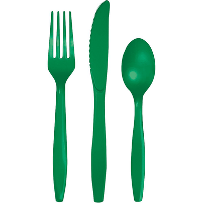 Emerald Green Plastic Cutlery, Jollity Co
