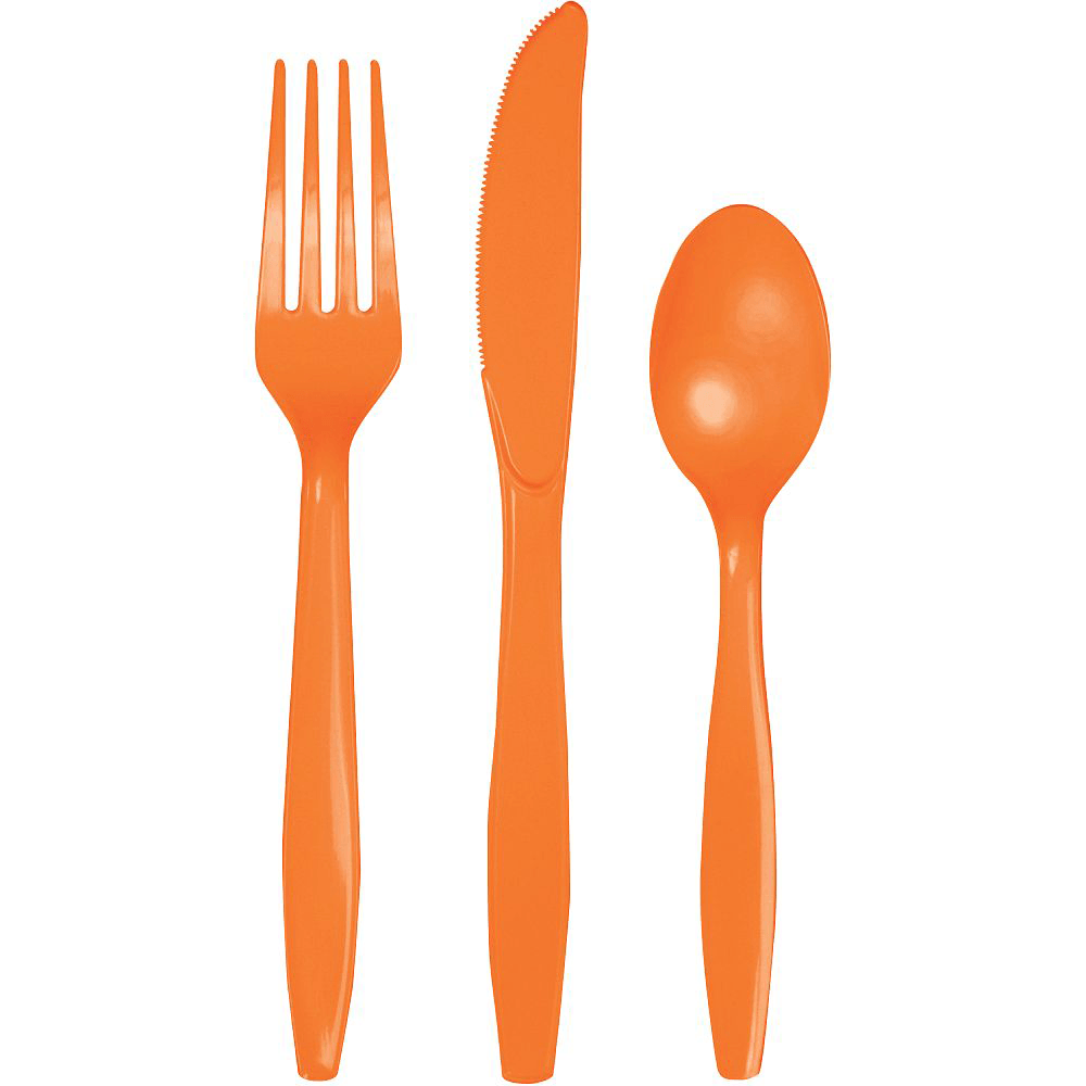 Orange Plastic Flatware