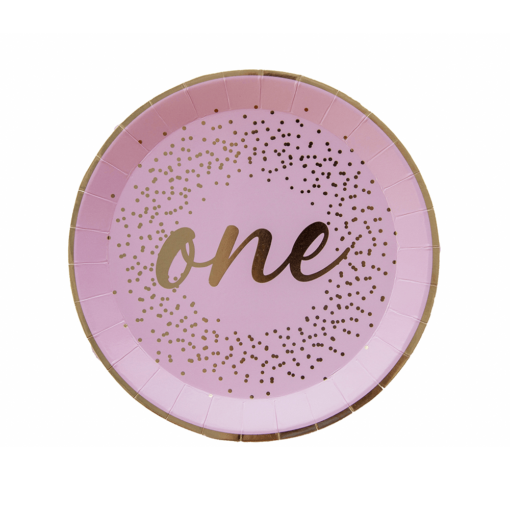 Milestone Pink Onederland Dessert Plates from Jollity & Co