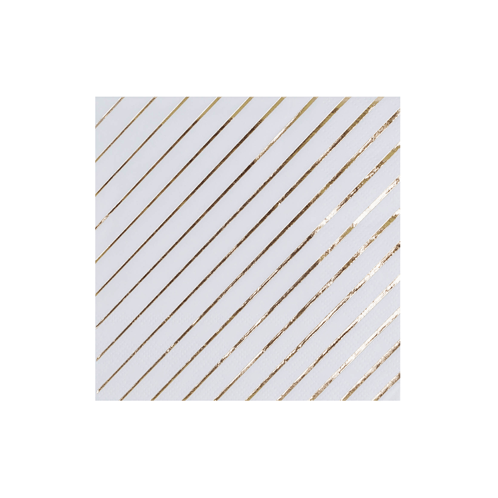 More Party Faves White & Gold Striped Cocktail Napkins from Jollity & Co