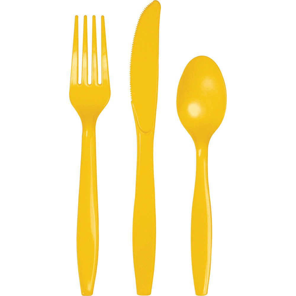 Yellow Plastic Flatware, Jollity Co.