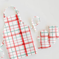 Fun Plaid Children's Apron + Oven Mitt Set