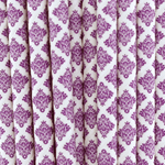 Purple Damask Paper Straws -Set of 25