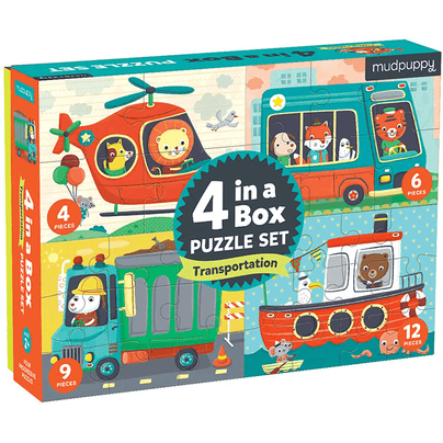 4-in-a-Box Progressive Puzzle Set - Transportation, Shop Sweet Lulu
