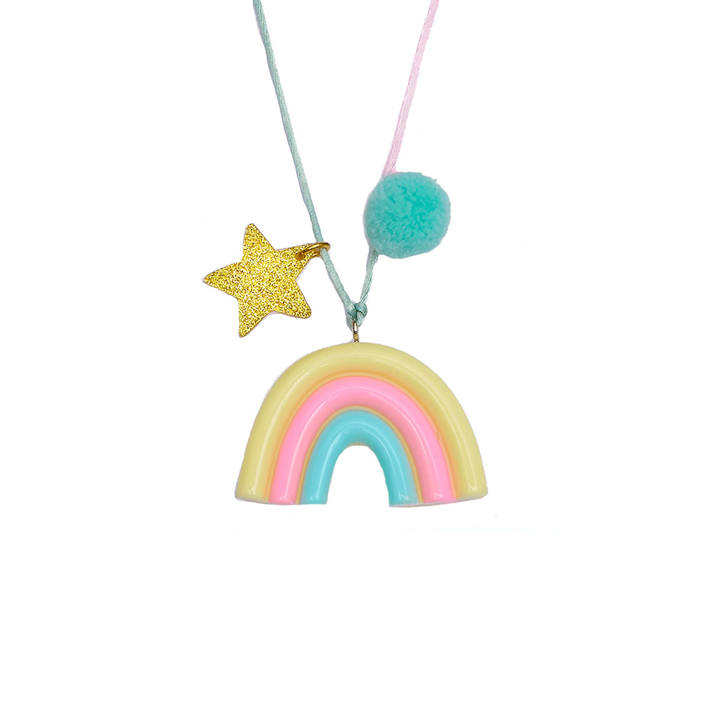 Rainbow Necklace with Aqua Pom, Shop Sweet Lulu