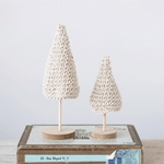 Cotton Crochet Cone Trees, Set of 2 - Cream