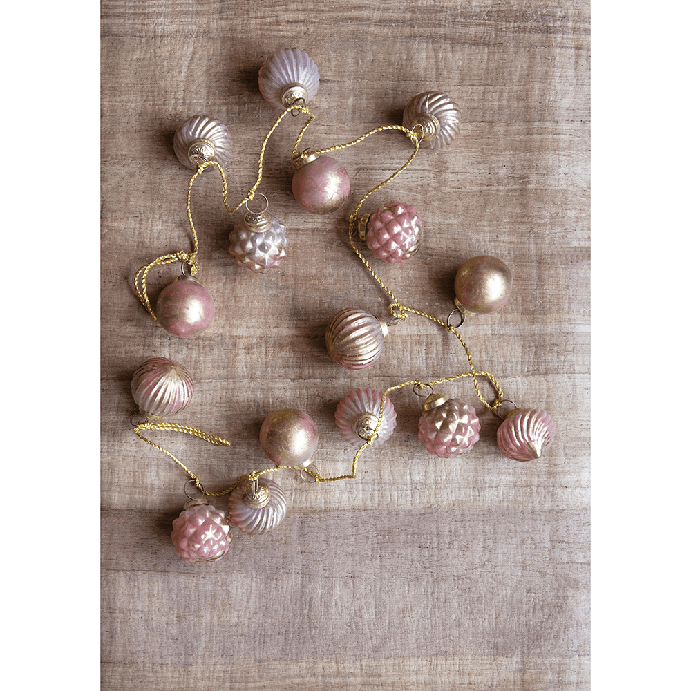 Embossed Mercury Glass Ball Ornament Garland - Pink & Gold, Shop Sweet Lulu