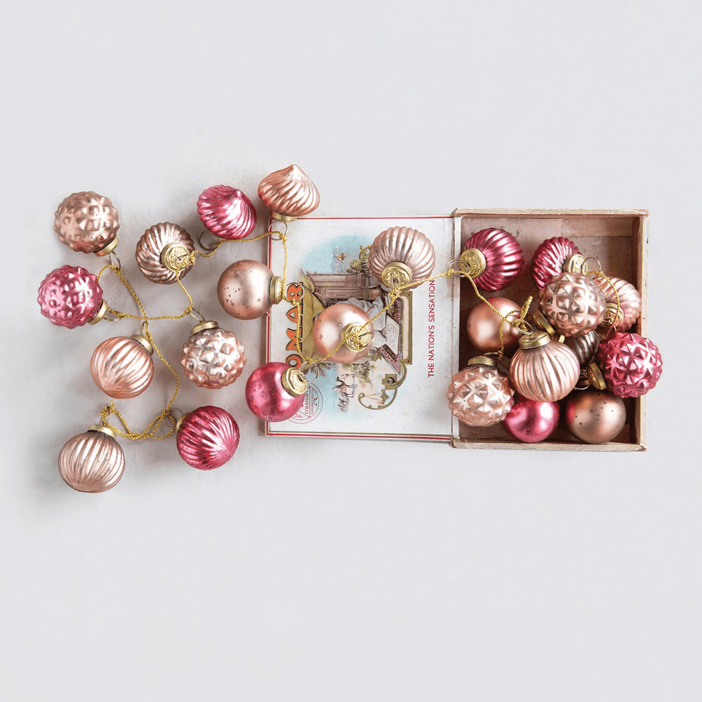 Embossed Mercury Glass Ornament Garland - Pink & Rose, Shop Sweet Lulu