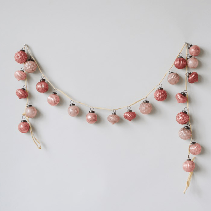 Embossed Mercury Glass Ornament Garland - Pink, Shop Sweet Lulu