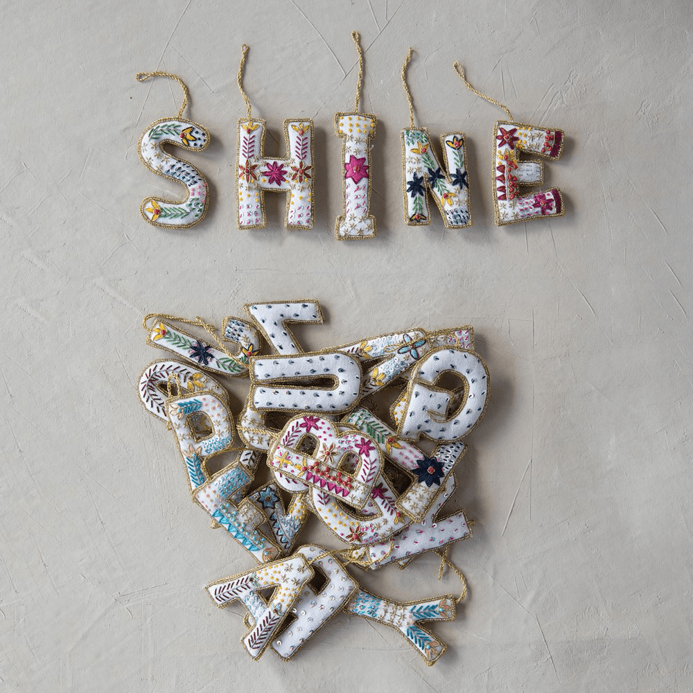 Fabric Alphabet Ornament with Beads & Embroidery, Shop Sweet Lulu