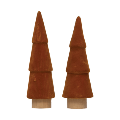 Flocked Stoneware Tree, Spice - 2 Size Options