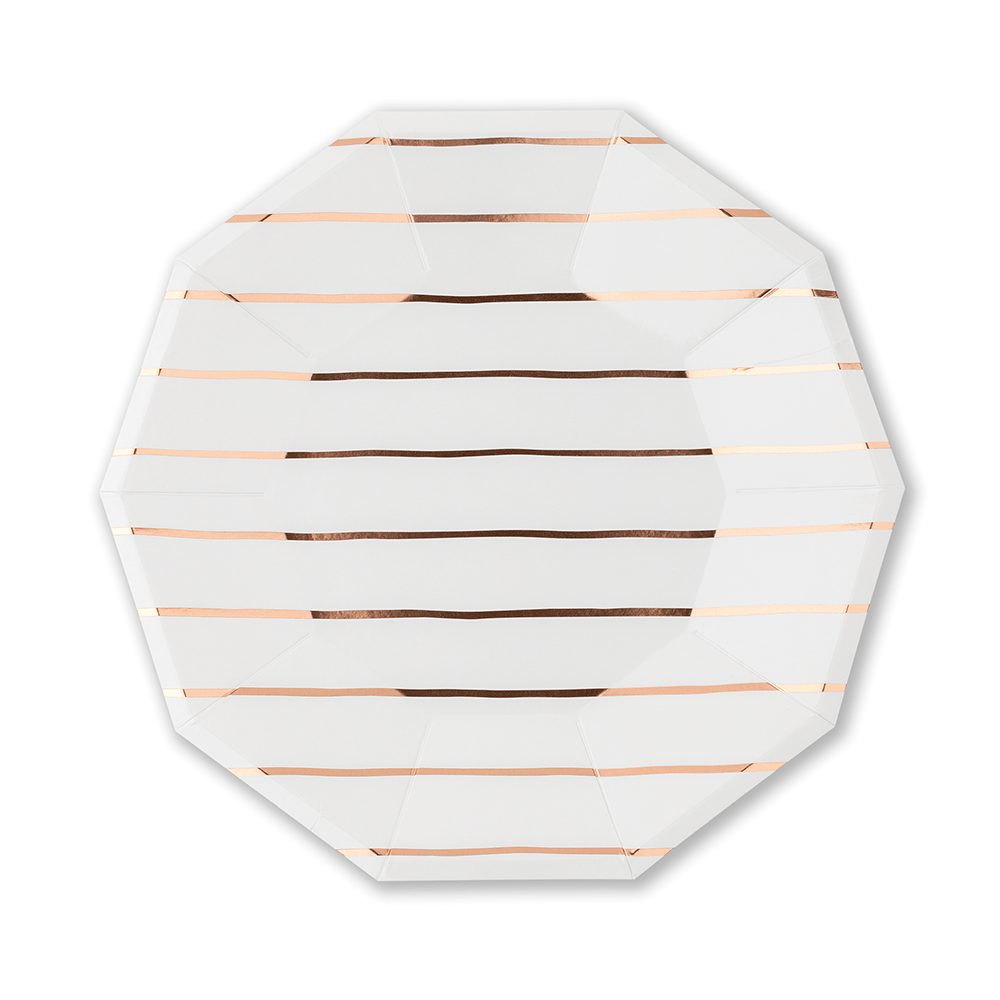 Rose Gold Frenchie Striped Large Plates, Shop Sweet Lulu