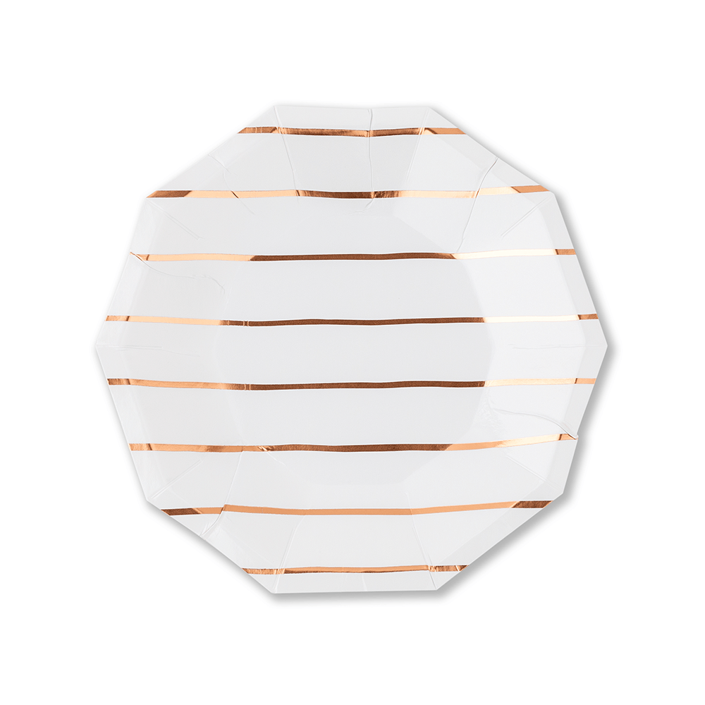 Rose Gold Frenchie Striped Small Plates, Shop Sweet Lulu