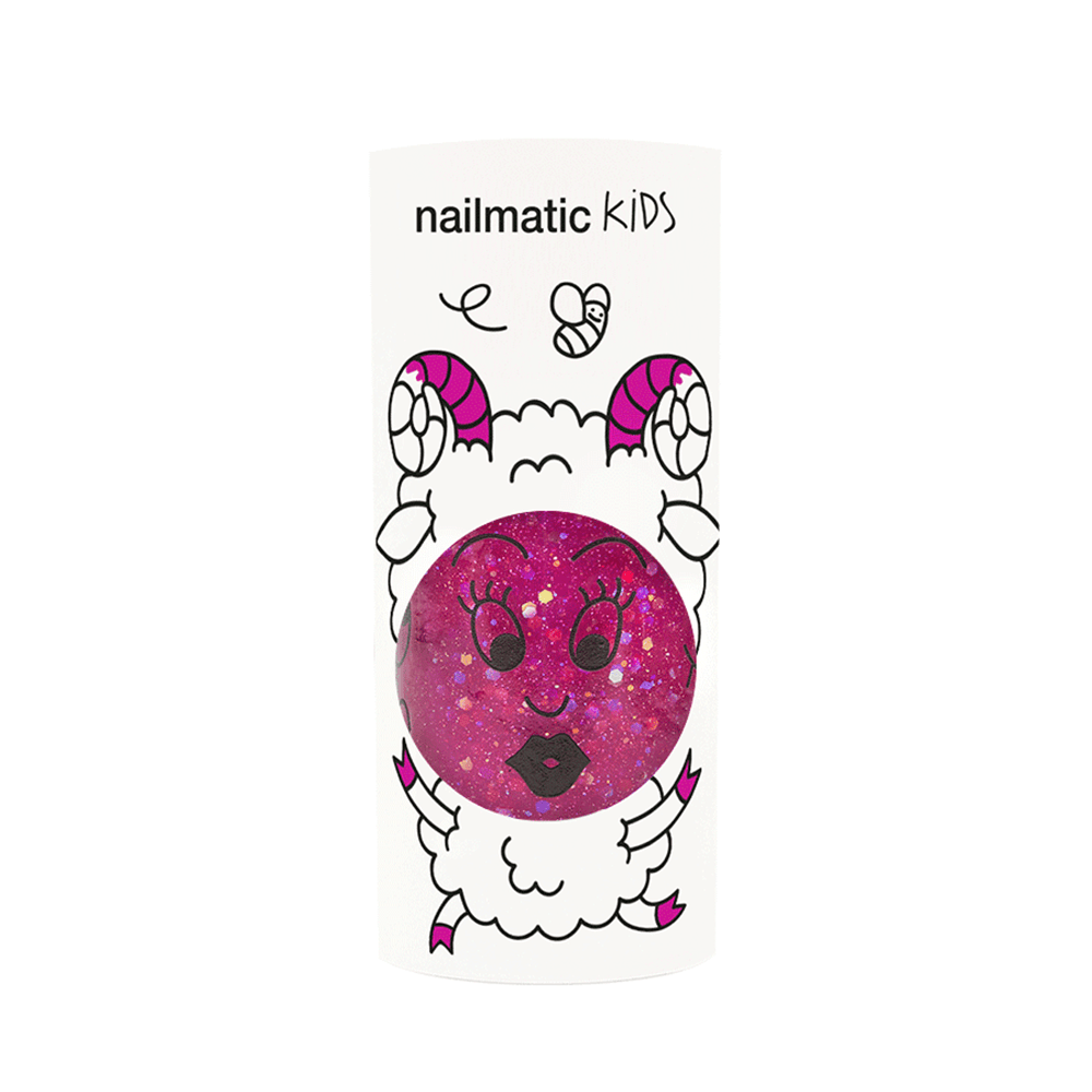 Glitter Water-based Nail Polish - Sheepy Raspberry Glitter, Shop Sweet Lulu