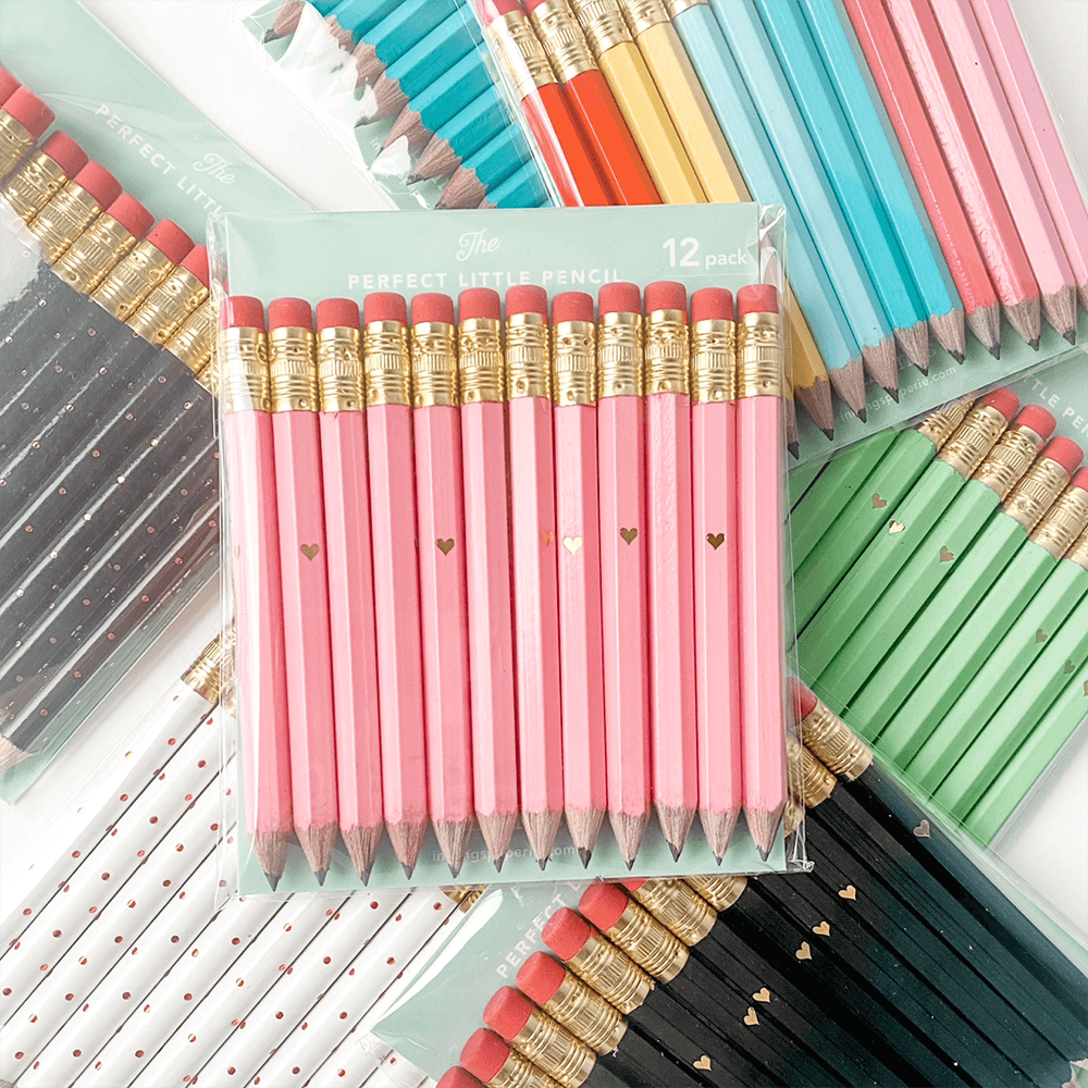 Gold Heart Mini Pencils - Pink, Shop Sweet Lulu