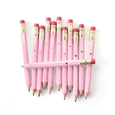 Gold Heart Mini Pencils - Pink, Shop Sweet Lulu