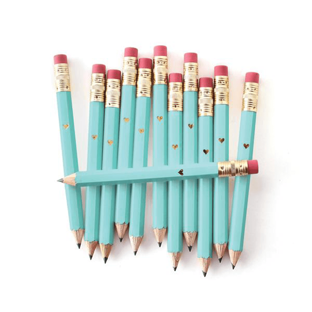 Gold Heart Mini Pencils - Teal, Shop Sweet Lulu