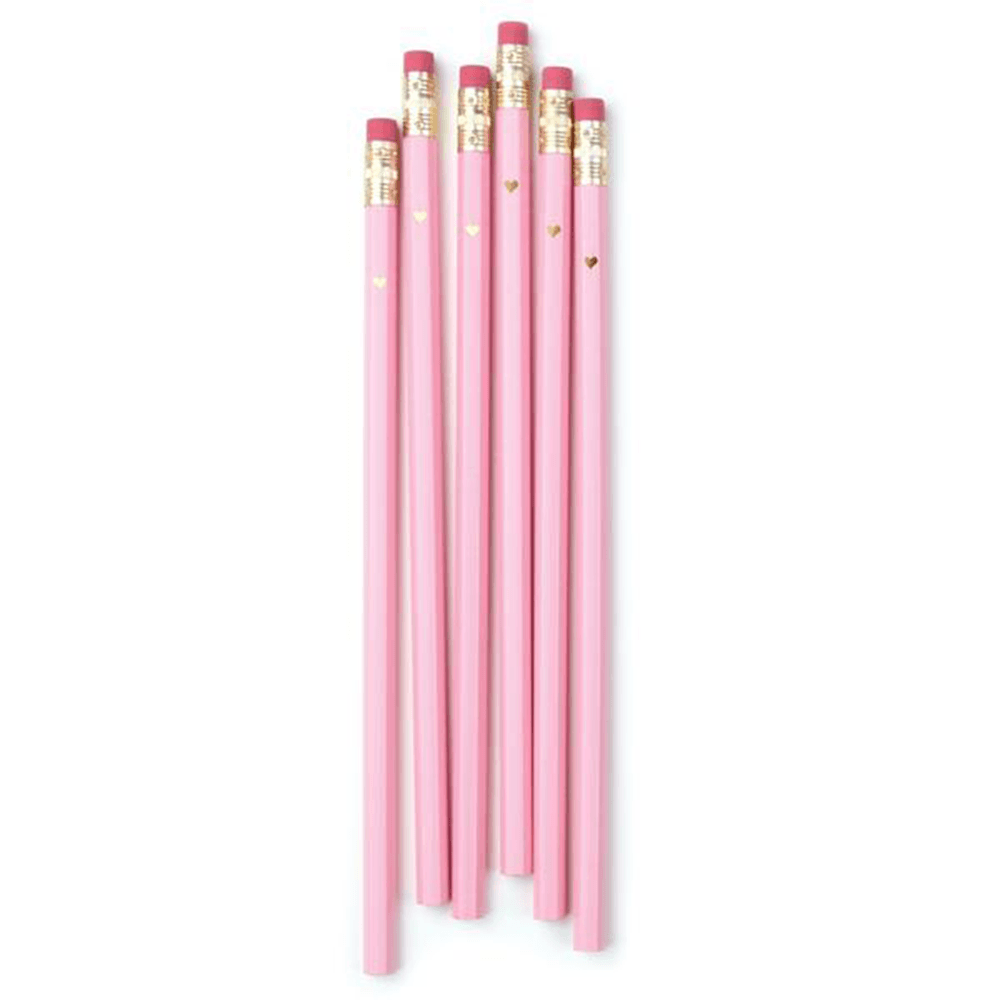 Gold Heart Pencils - Pink, Shop Sweet Lulu