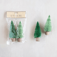 Green Sisal Bottle Brush Trees - Set of 2