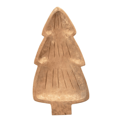 Hand-Carved Mango Wood Christmas Tree Bowl