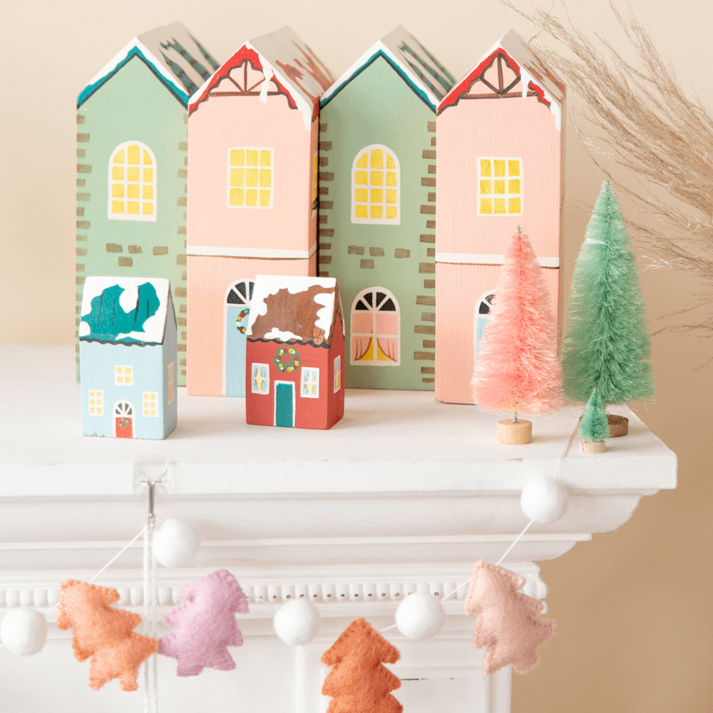 Hand-Painted Mango Wood House, 7" - 2 Color Options, Shop Sweet Lulu