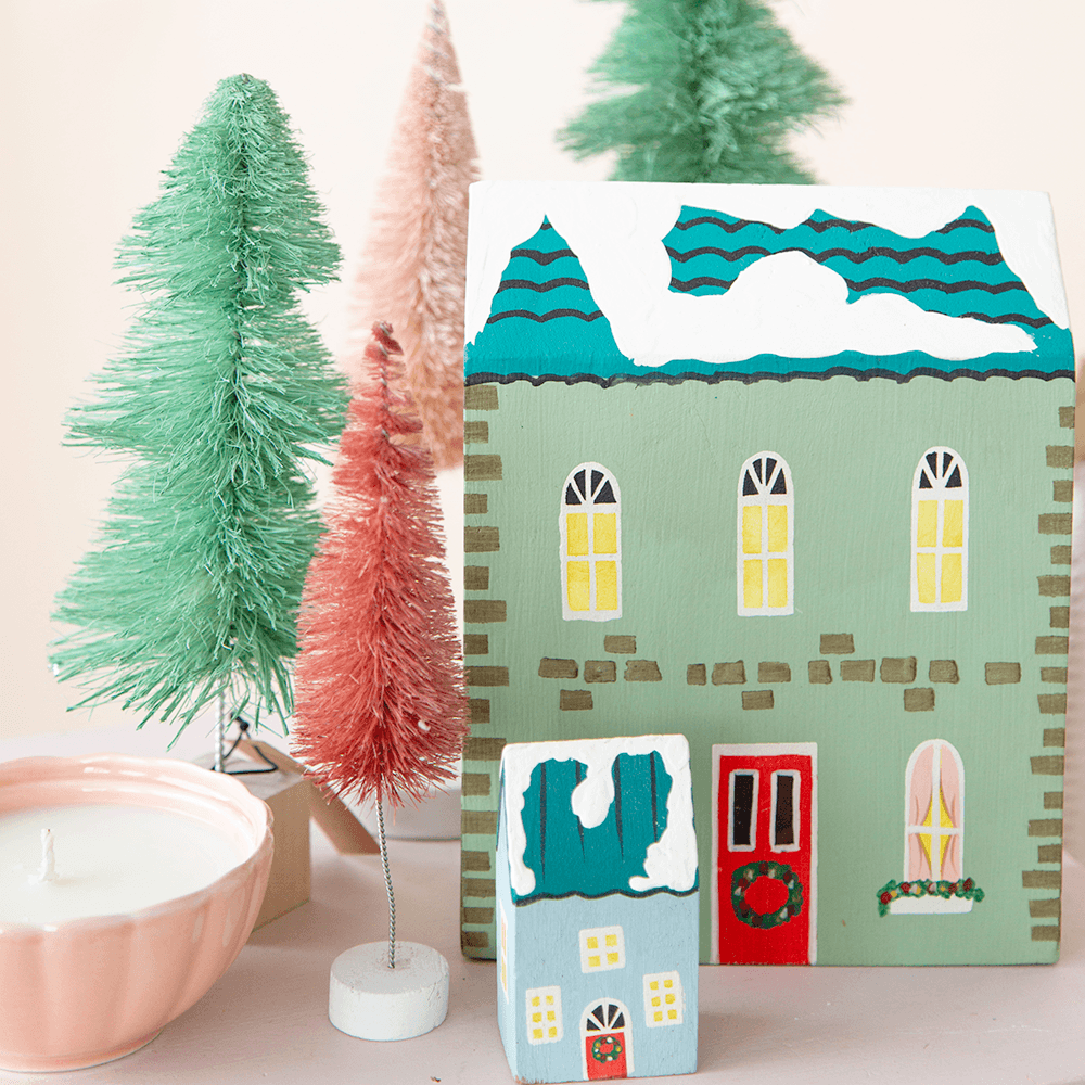 Hand-Painted Mango Wood House, 7" - 2 Color Options, Shop Sweet Lulu