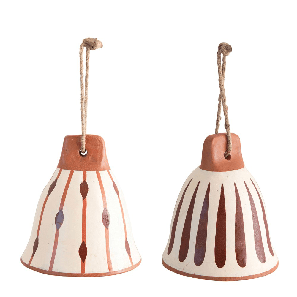 Hand-Painted Terracotta Bell Ornament - 2 Styles, Shop Sweet Lulu