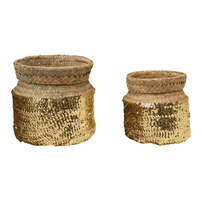 Hand-Woven Seagrass Baskets with Gold Sequins - Natural, Shop Sweet Lulu