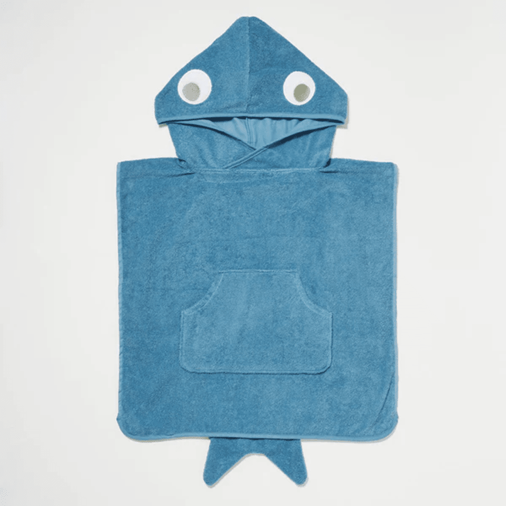 Hooded Terry Beach Towel, Shark Tribe - Deep Blue, Shop Sweet Lulu