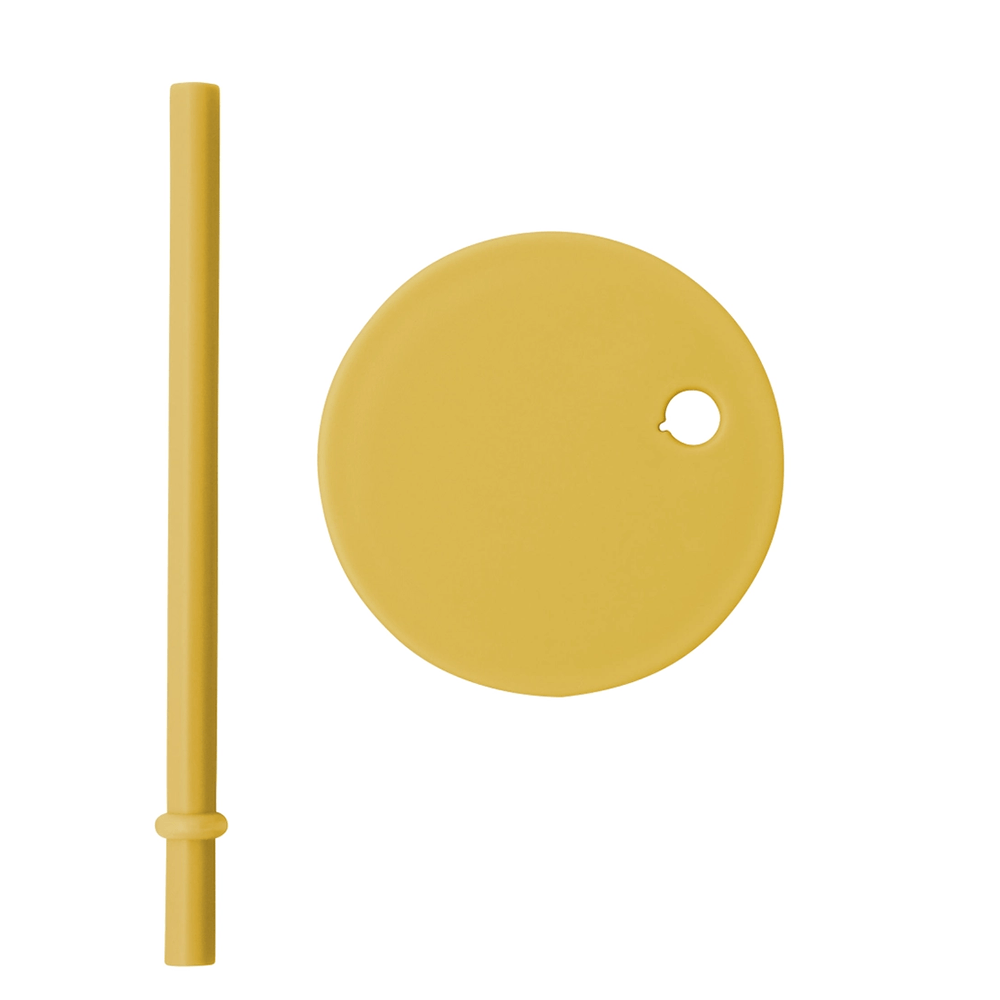 Kids Personal Drinking Glass Straw Lid - Mustard, Shop Sweet Lulu
