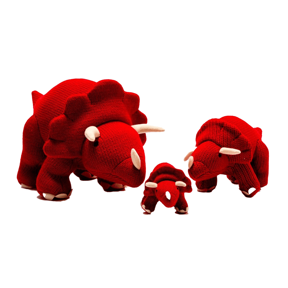 Knitted Triceratops Plush Toy - 2 Size Options, Shop Sweet Lulu