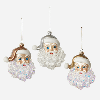 Metallic Santa Head Ornament - 3 Color Options, Shop Sweet Lulu