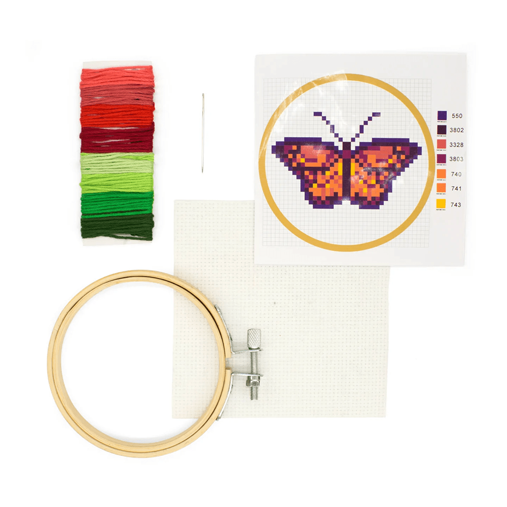Mini Butterfly Cross Stitch Embroidery Kit, Shop Sweet Lulu