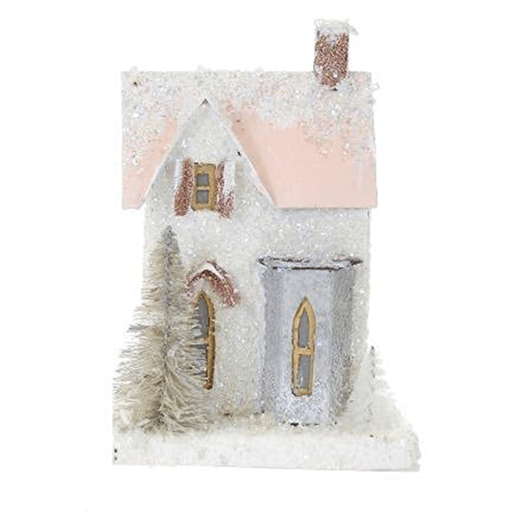 Mini Wintertide Glitter House Ornament - 3 Color Options
