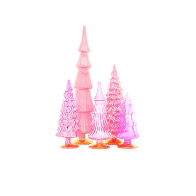 Pink Hue Glass Trees - Set of Five