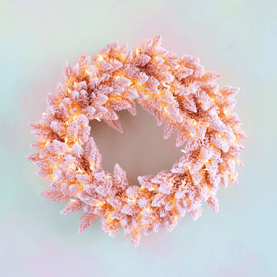 Pre-Lit Pink Flocked Wreath, Shop Sweet Lulu