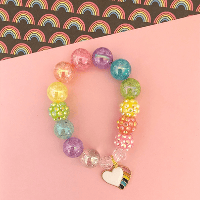 Rainbow Heart Charm Bracelet - 3 Size Options, Shop Sweet Lulu