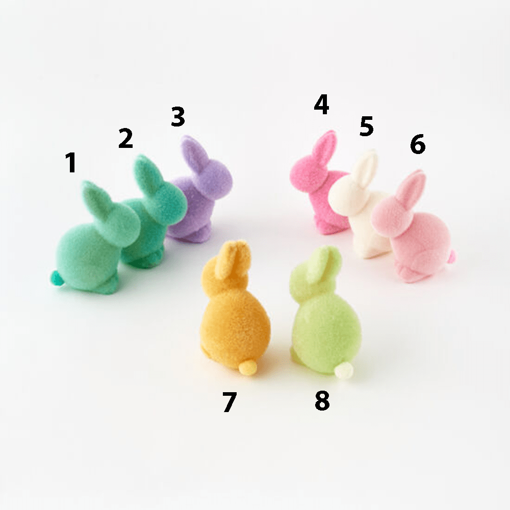 Flocked Sitting Bunny, Pastel - 8 Color Options, Shop Sweet Lulu