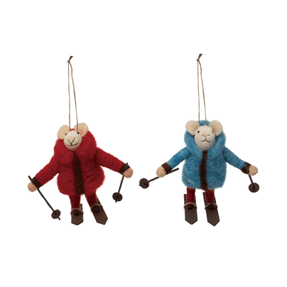 Skiing Mouse Ornament - 2 Color Options, Shop Sweet Lulu