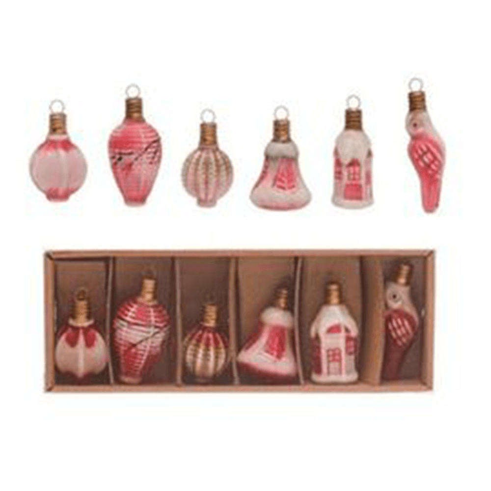 Vintage Reproduction Glass Ornaments, Set of 6 - Red, Shop Sweet Lulu