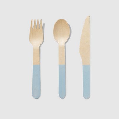 Wooden Cutlery Set - Pale Blue, Shop Sweet Lulu