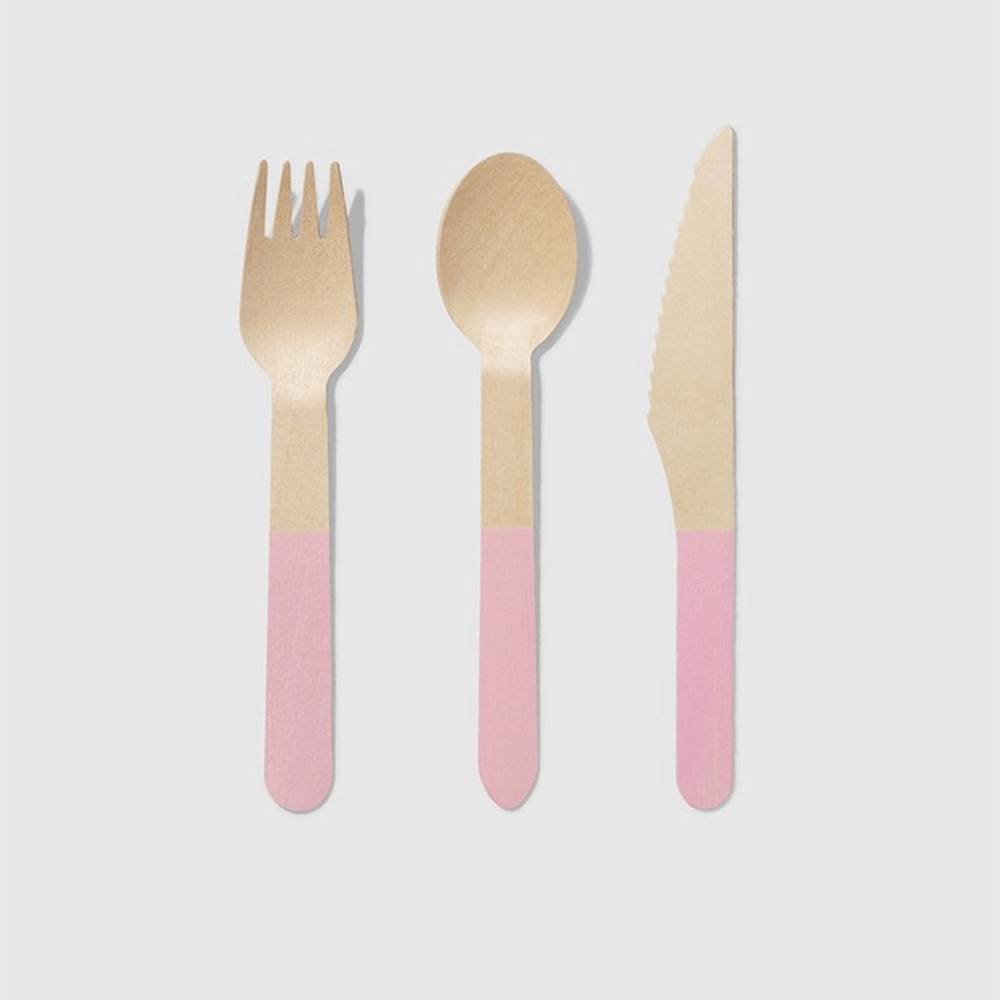 Wooden Cutlery Set - Pale Pink, Shop Sweet Lulu