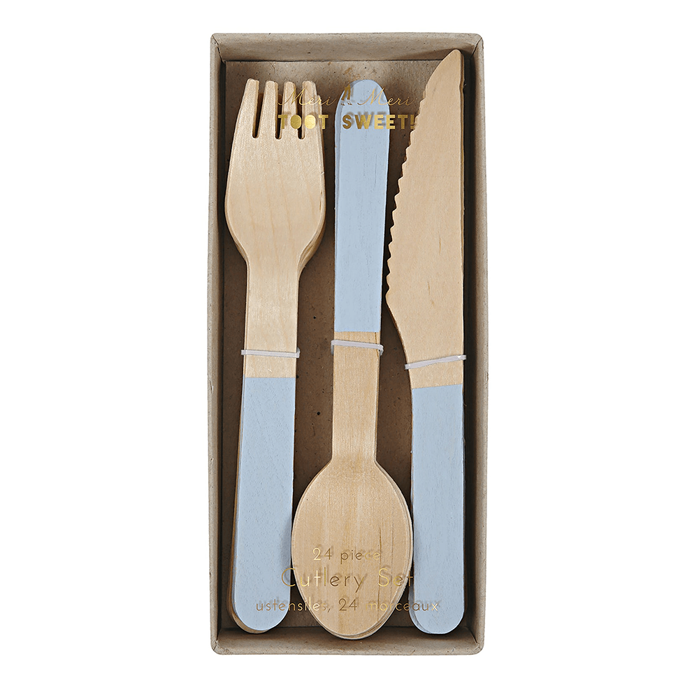Wooden Cutlery Set - Soft Blue, Shop Sweet Lulu