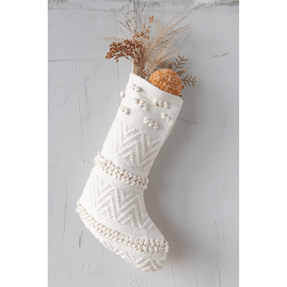 Woven Cotton Blend Stocking - Cream, Shop Sweet Lulu