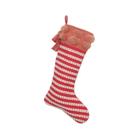 Woven Cotton Stocking w/ Pom Poms - Red & White, Shop Sweet Lulu
