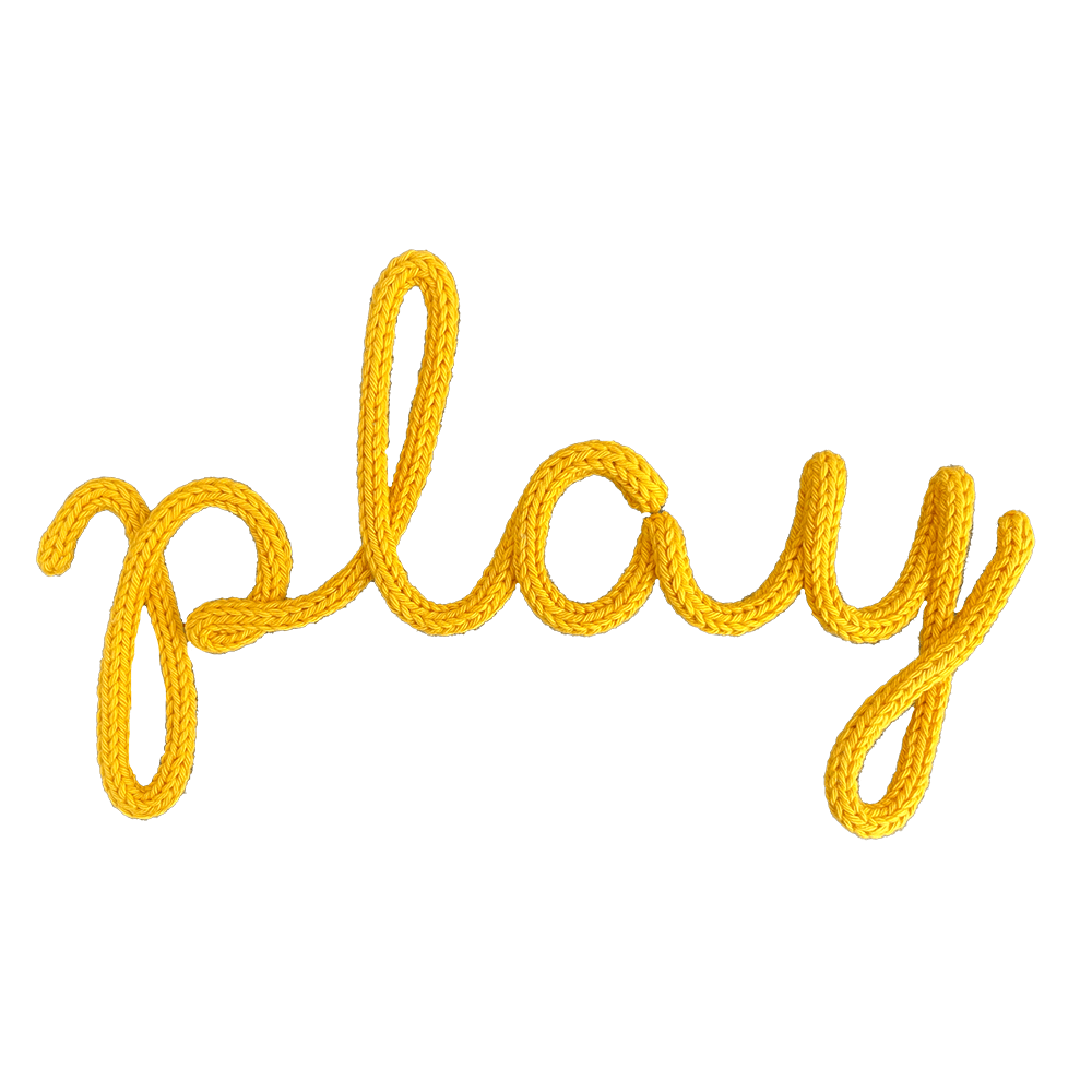 "Play" Knitted Wire Words Sign - Mustard, Shop Sweet Lulu