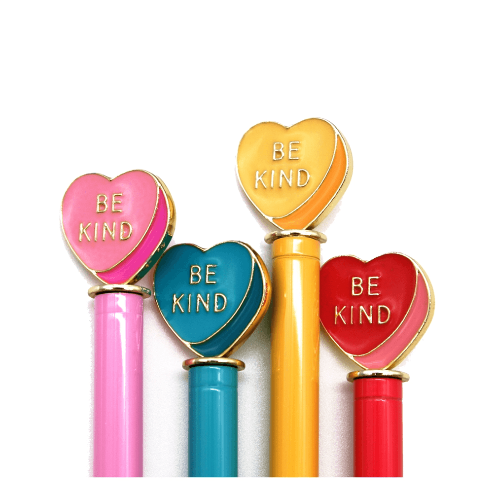 "Be Kind" Enamel Heart Charm Pen - 4 Color Options, Shop Sweet Lulu