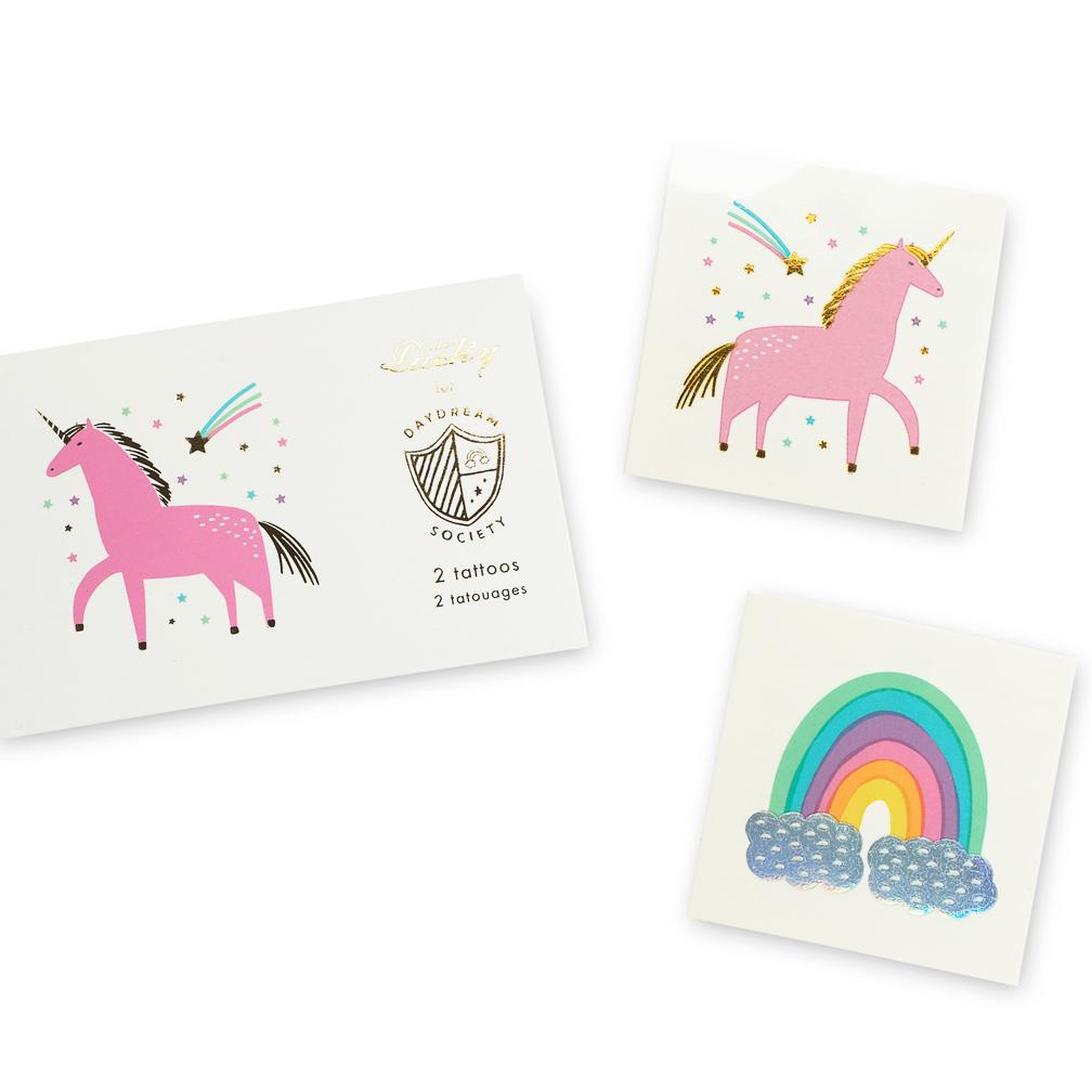 Unicorns + Rainbows Temporary Tattoos available at Shop Sweet Lulu