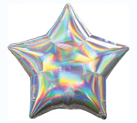 19" Iridescent Silver Foil Star Balloon